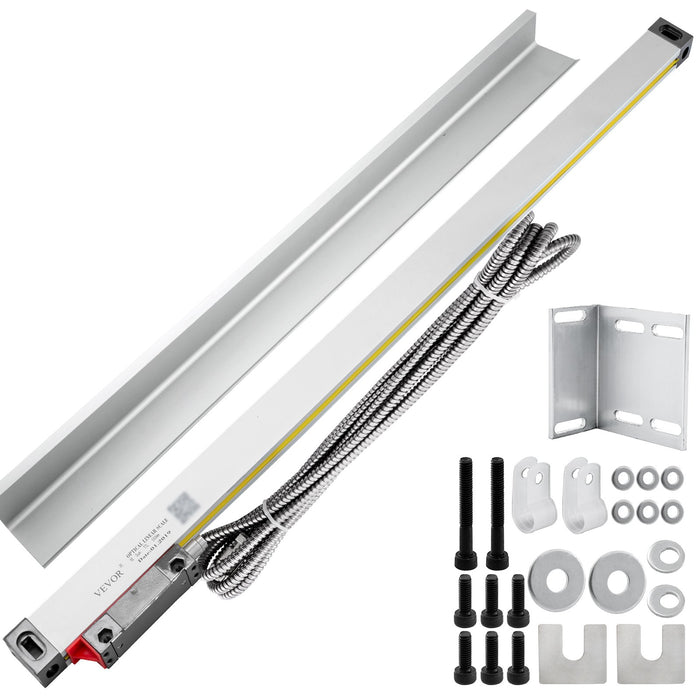 VEVOR 1 Axis Lathe Linear Scale 550mm with Accuracy 0.0002" Optical Length Precision Linear Scale Aluminum Body for Mill Milling Lathe Machine with Accessories (550mm(22"))