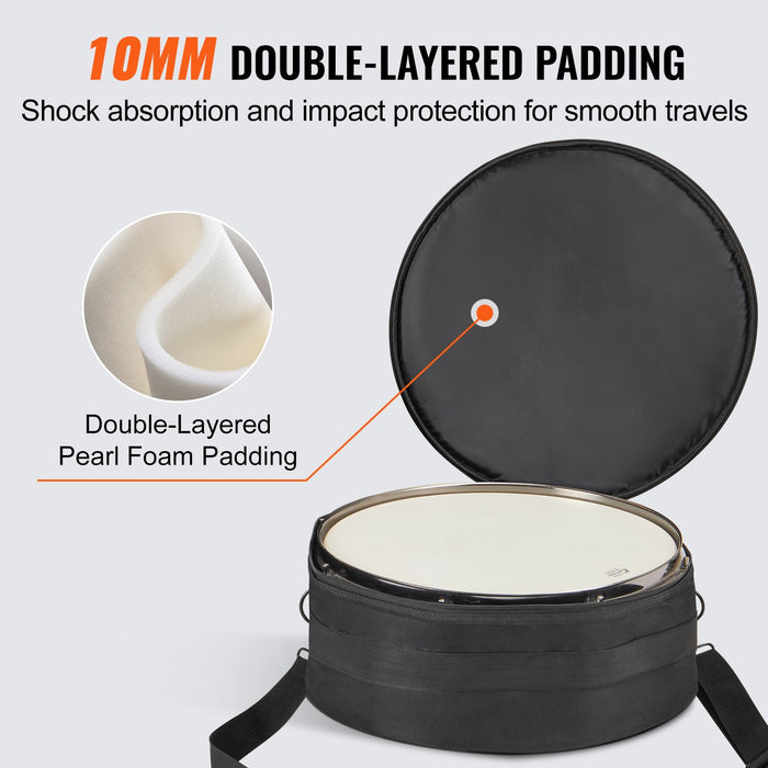 VEVOR 5-Piece Drum Bag Set, 1680D Oxford Fabric, Padded Drum Bags and Cases with 4.92 ft Detachable Shoulder Strap Carry Handles Foldable Design, for 55cm Kick 30cm Tom 33cm Tom 40cm Tom 35cm Snare