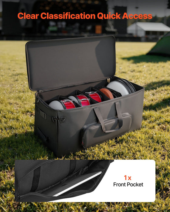Electronic Drum Kit Bag, 600D, Padded Drum Bag with Wheels, Large 920 x 420 x 410 mm Interior, Lightweight Travel Case with Detachable Dividers, and Multiple Pockets, for Electric Drums, Black