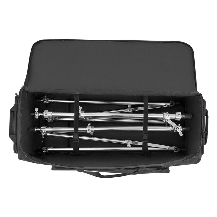 Drum Hardware Bag with Wheels, 1680D, Drum Set Equipment Carry Bag, Carrying Case with Sturdy Handle, Durable Zipper, Smooth PVC Wheels, Multiple Pockets, for Hardware and Stand Accessory, Black