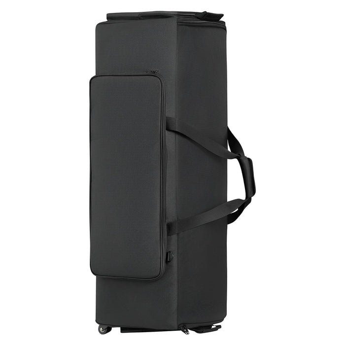 Drum Hardware Bag with Wheels, 1680D, Drum Set Equipment Carry Bag, Carrying Case with Sturdy Handle, Durable Zipper, Smooth PVC Wheels, Multiple Pockets, for Hardware and Stand Accessory, Black