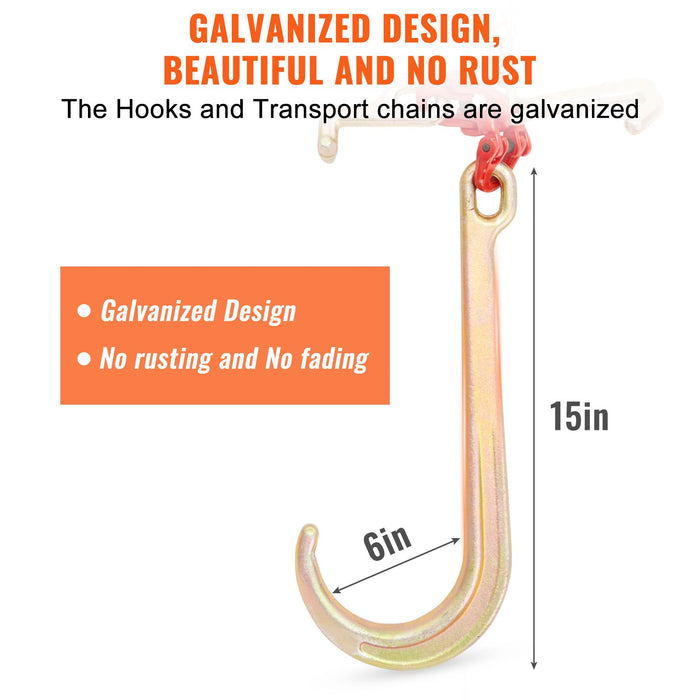 VEVOR V-Chain Bridle, 4364 kg Working Load Limit, 8 x 914.4 mm G80 Tow Chain with RTJ Cluster Hooks, DOT Certified, Galvanized Coating Manganese Steel & D-Shackle, for Lifting & Moving Activities