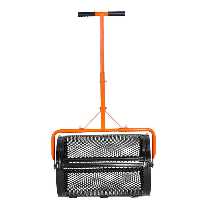 VEVOR Compost Spreader, 24 in Wide Peat Moss Spreader with T Shaped Handle, 3 Heights Adjustable, Powder-Coated Steel Garden Peat Moss Roller, Heavy Duty Grass Seed Spreaders for Planting Seeding