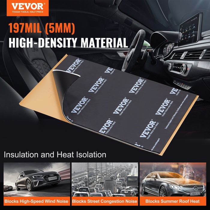 VEVOR Car Sound Deadening Mat, 200 mil 2.3sq.m Car Sound Dampening Material, Butyl Automotive Sound Deadener, Noise Insulation and Vibration Dampening Material for Car