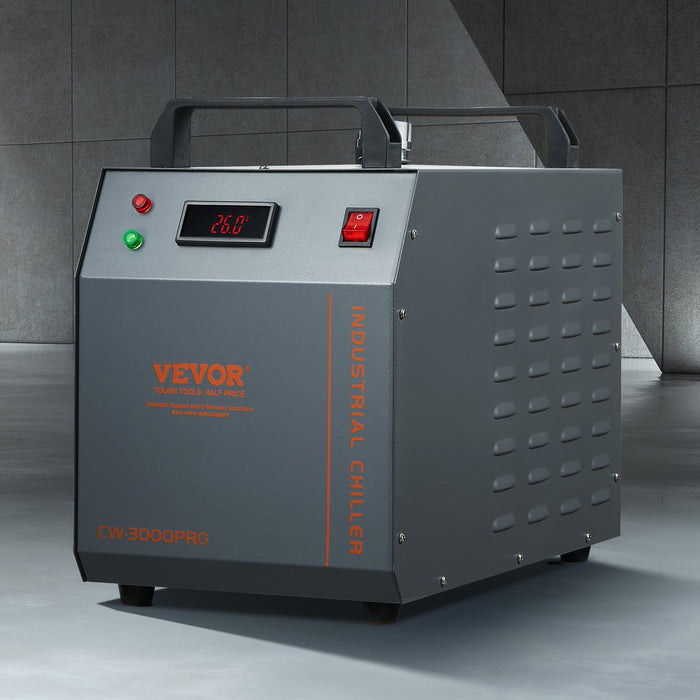 VEVOR Industrial Water Chiller, CW-3000(PRO), 150W Air-Cooled Industrial Water Cooler Cooling System with 12L Water Tank Capacity 18 L/min Max Flow Rate, for Laser Engraving Machine Cooling Machine