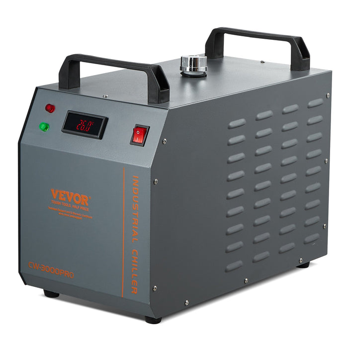 VEVOR Industrial Water Chiller, CW-3000(PRO), 150W Air-Cooled Industrial Water Cooler Cooling System with 12L Water Tank Capacity 18 L/min Max Flow Rate, for Laser Engraving Machine Cooling Machine