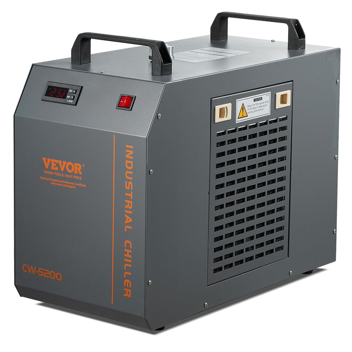 VEVOR Industrial Water Chiller, CW-5200, Industrial Water Cooler Cooling System with Built-in Compressor 7L Water Tank Capacity 13 L/min Max Flow Rate, for CO2 Laser Engraving Machine Cooling Machine