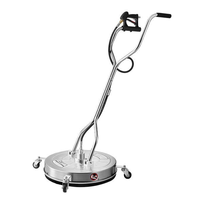 VEVOR 24" Pressure Washer Surface Cleaner, Stainless Steel Pressure Washer Attachments with 4 Wheels, 4000 Max PSI, 3/8 Quick Connector, 2 Spray Nozzles, Dual Handle, for Concrete, Patio, Sidewalk