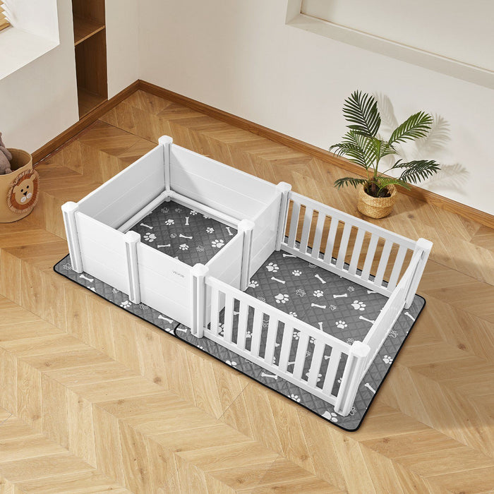 Dog Whelping Box, 1.86x0.97x0.5 m, Plastic Dog Whelping Pen with Adjustable Height Door, Puppy Playpen with Waterproof Pee Pad, Easy to Clean, Durable Indoor Pet Birth Kit for Medium Sized Dogs