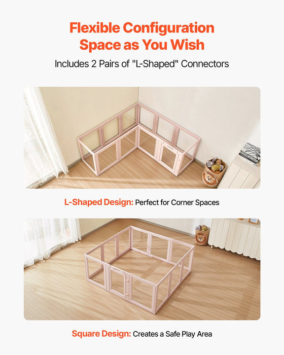 Dog Whelping Box, 1.54x1.5x0.6 m, Transparent Plastic Dog Whelping Pen for Large Sized Dogs, Waterproof Puppy Playpen with Windows & Door Lock, Easy to Clean, Durable Indoor Pet Dogs Cats Birth Kit