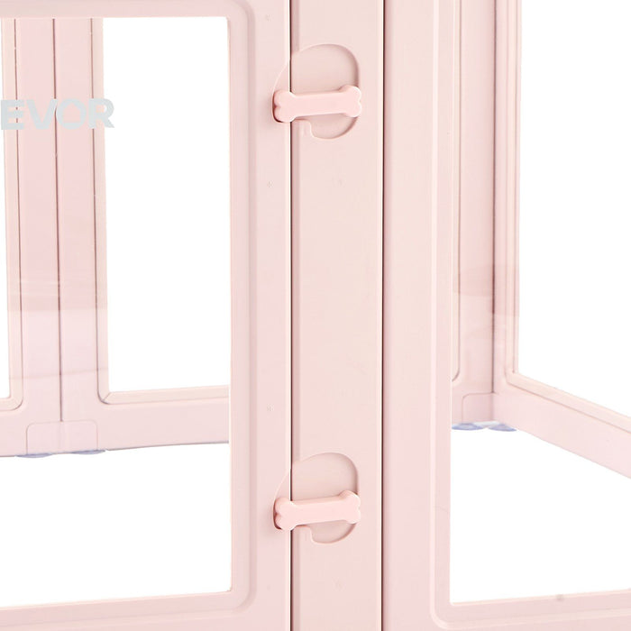 Dog Whelping Box, 1.54x1.5x0.6 m, Transparent Plastic Dog Whelping Pen for Large Sized Dogs, Waterproof Puppy Playpen with Windows & Door Lock, Easy to Clean, Durable Indoor Pet Dogs Cats Birth Kit