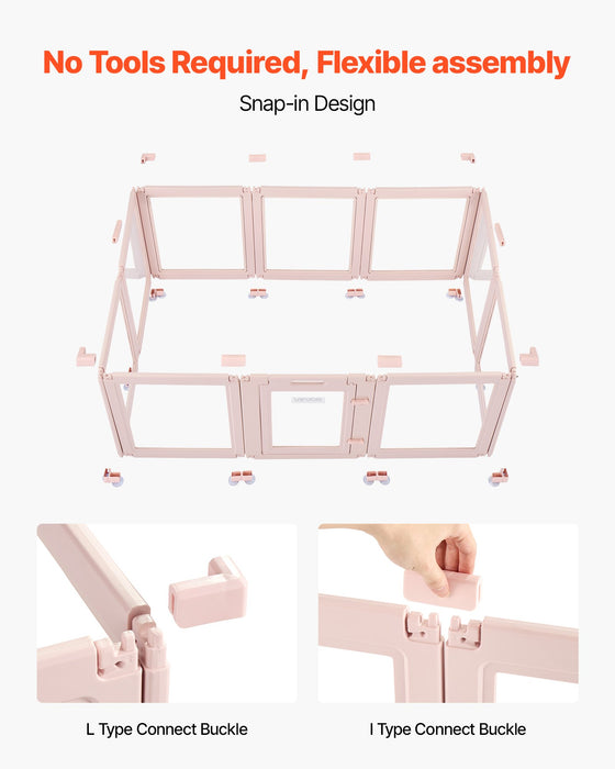 VEVOR Dog Whelping Box, 1.54x1x0.6 m Plastic Dog Whelping Pen for Medium Sized Dogs, Waterproof Transparent  Puppy Playpen with Windows & Door Lock, Easy to Clean, Durable Indoor Pet Dogs Cats Birth Kit