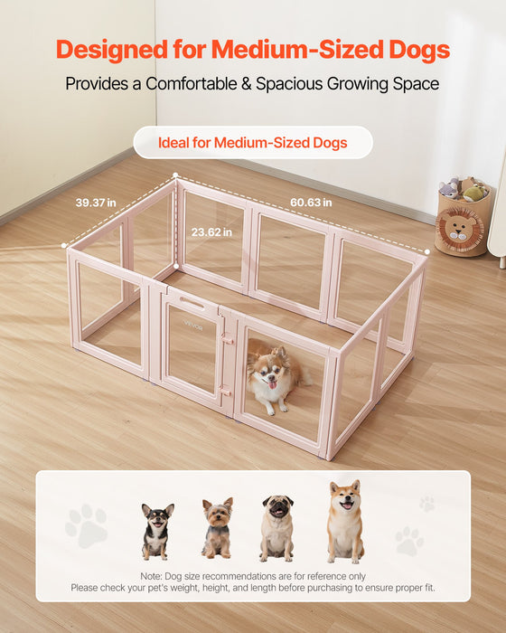 VEVOR Dog Whelping Box, 1.54x1x0.6 m Plastic Dog Whelping Pen for Medium Sized Dogs, Waterproof Transparent  Puppy Playpen with Windows & Door Lock, Easy to Clean, Durable Indoor Pet Dogs Cats Birth Kit