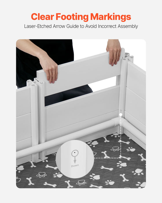 VEVOR Dogs Whelping Box, 980 x 980 x 460 mm, Plastic PVC Puppies Playpen with Height Adjustable Door and Washable Pee Pad, Anti-Deformation Indoor Puppy Play Pen for Medium Breed Dogs, Milk White