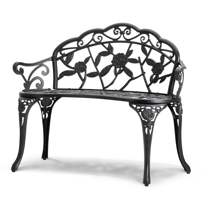 VEVOR Outdoor Bench, 38.8 inches Metal Garden Bench for Outdoors, 480 lbs Load Capacity Bench, Outdoor Garden Park Bench with Backrest and Armrests, Patio Bench for Garden, Park, Yard, Front Porch