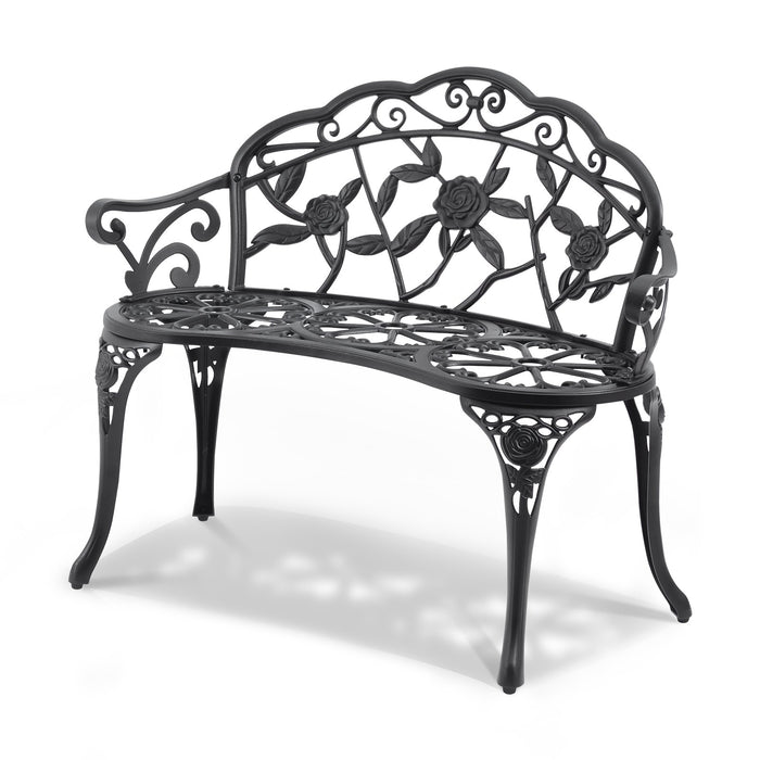 VEVOR Outdoor Bench, 38.8 inches Metal Garden Bench for Outdoors, 480 lbs Load Capacity Bench, Outdoor Garden Park Bench with Backrest and Armrests, Patio Bench for Garden, Park, Yard, Front Porch