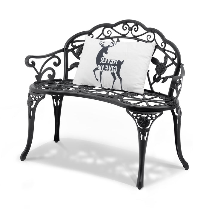 VEVOR Outdoor Bench, 38.8 inches Metal Garden Bench for Outdoors, 480 lbs Load Capacity Bench, Outdoor Garden Park Bench with Backrest and Armrests, Patio Bench for Garden, Park, Yard, Front Porch