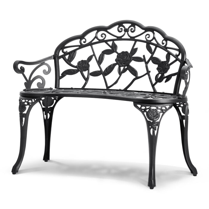 VEVOR Outdoor Bench, 38.8 inches Metal Garden Bench for Outdoors, 480 lbs Load Capacity Bench, Outdoor Garden Park Bench with Backrest and Armrests, Patio Bench for Garden, Park, Yard, Front Porch