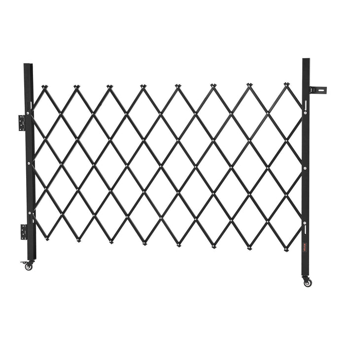 Single Folding Security Gate, Lockable Scissor Gate with 360 degree Swivel Casters, Outdoor Barricade Steel Retractable Gates, for Entry Security, Garage, Warehouse & Pool, 1700 x 1310 mm (W x H)