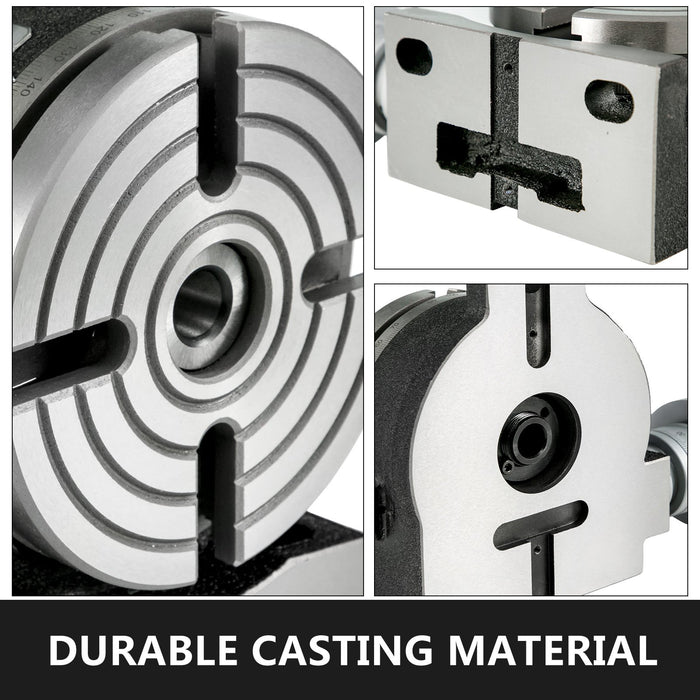 VEVOR Rotary Table 6inch(150mm) Horizontal Vertical Milling Table 2/5inch(10mm) 4-Slot Milling Rotary Table MT-2 Rotary Table for Milling with Indexing Plate Set for Precision Milling Drilling