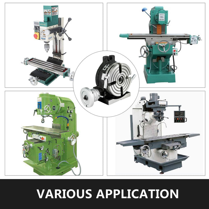 VEVOR Rotary Table 6inch(150mm) Horizontal Vertical Milling Table 2/5inch(10mm) 4-Slot Milling Rotary Table MT-2 Rotary Table for Milling with Indexing Plate Set for Precision Milling Drilling