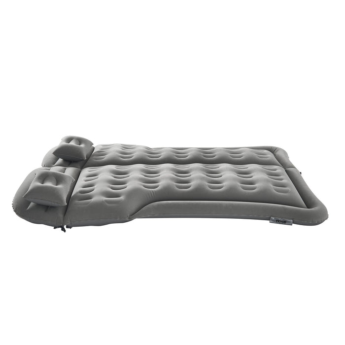 VEVOR Car Air Mattress, Inflatable Car Camping Mattress, Flocking Thickened Travel Beds, Comfortable and Durable Portable Sleeping Pad with Air Pump, Nozzle, Carry Bag, Fits Most SUV MPV Sedan, Gray