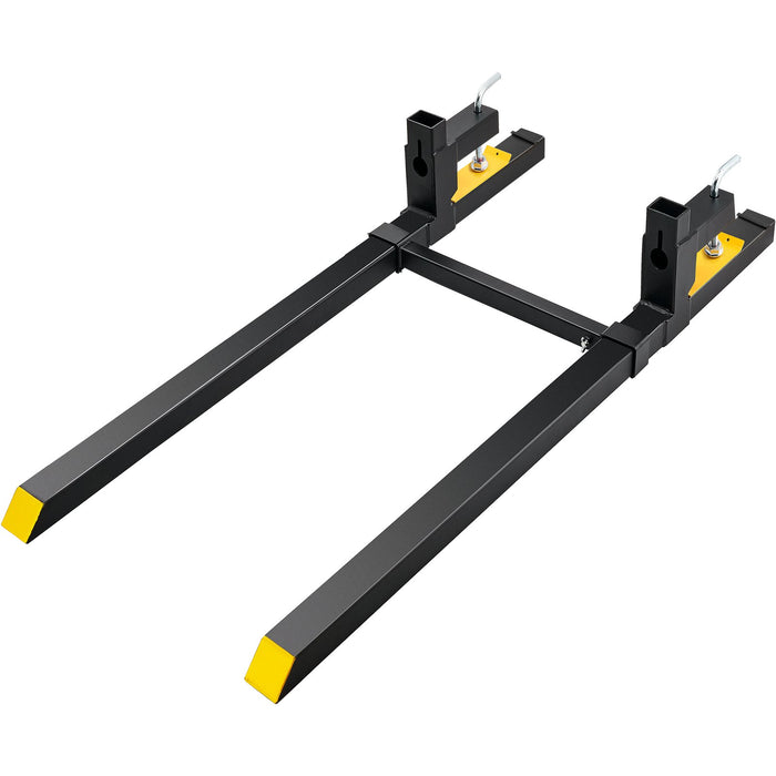 VEVOR Pallet Forks, 907 kg Tractor Bucket Forks, 1490 mm Total Length Clamp on Pallet Forks with Adjustable Stabilizer bar, Heavy Duty Pallet Forks for Tractor Attachments, Skid Steer, Loader Bucket