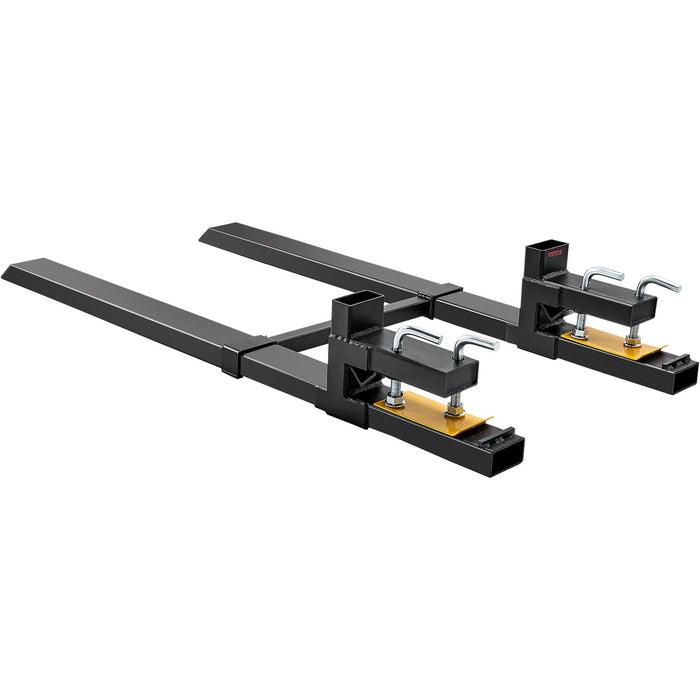 VEVOR Pallet Forks, 907 kg Clamp on Pallet Forks, 1490 mm Total Length Heavy Duty Pallet Forks with Adjustable Stabilizer bar, Tractor Bucket Forks for Tractor Attachments, Skid Steer, Loader Bucket