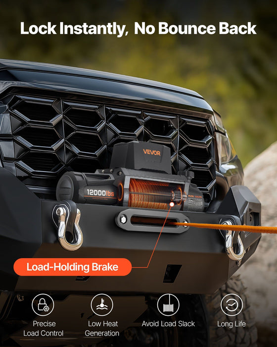 Electric Winch, 5400 kg Load Capacity, 12V DC Truck Winch with Φ9.5 mm x 28 m Synthetic Rope, Wireless & Wired Remote Control, IP67 Waterproof for Towing Off-Road SUV Jeep Trailer Boat