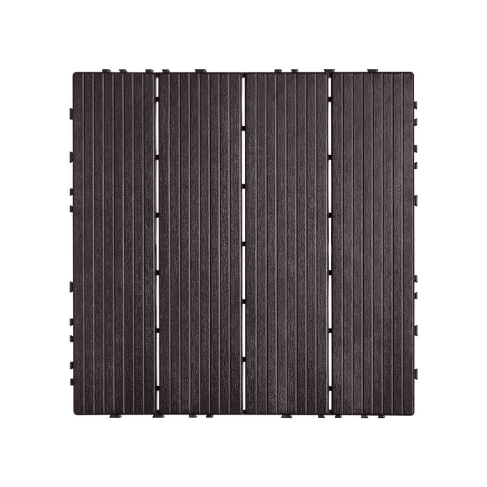 VEVOR Interlocking Deck Tiles, 10 Pack,12"x12" 10 sq. ft Plastic Waterproof Outdoor Flooring All Weather Use, Patio Floor Decking Covering Tiles for Porch Poolside Balcony Backyard, Dark Brown