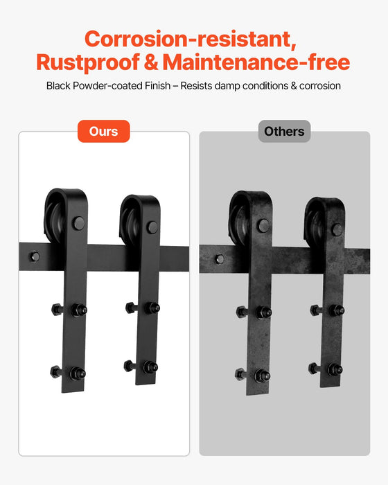 VEVOR 1830 mm Sliding Barn Door Hardware Kit for Single Sliding Barn Door Black