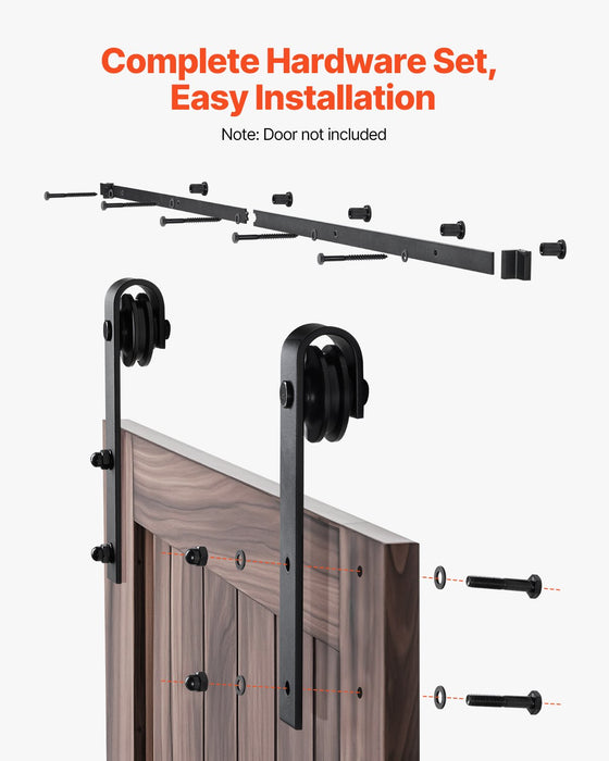 VEVOR 1830 mm Sliding Barn Door Hardware Kit for Single Sliding Barn Door Black
