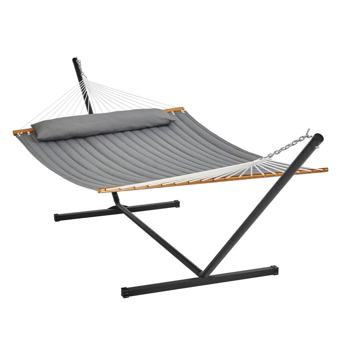 VEVOR Double Quilted Fabric Hammock Two Person Hammock with Stand 480lb Capacity
