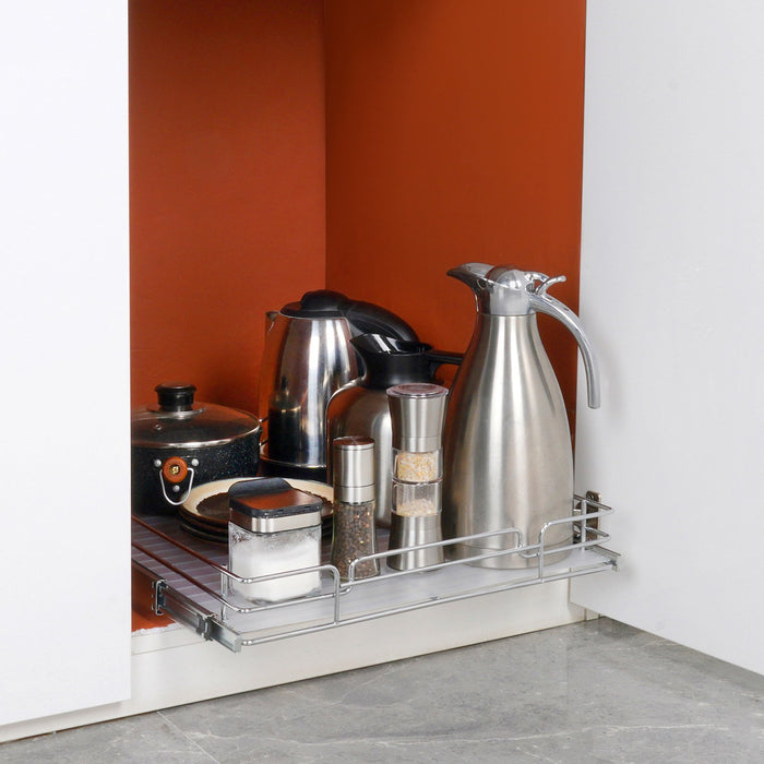 VEVOR 18.5"Wx21"Dx3.5"H Pull Out Cabinet Organizer, Heavy Duty Slide Out Pantry Shelves, Steel Roll Out Drawers, Sliding Drawer Storage for Home Under Sink, 20"Wx22"Dx7"H Install Size for Cabinet