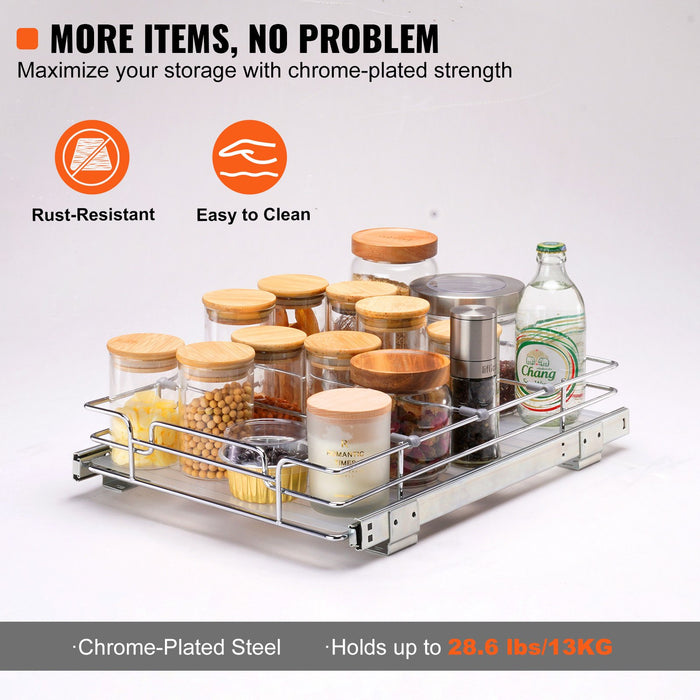 VEVOR Pull Out Cabinet Under Sink Organizer 11.5 x 16.5 Inch Wire Drawer Basket