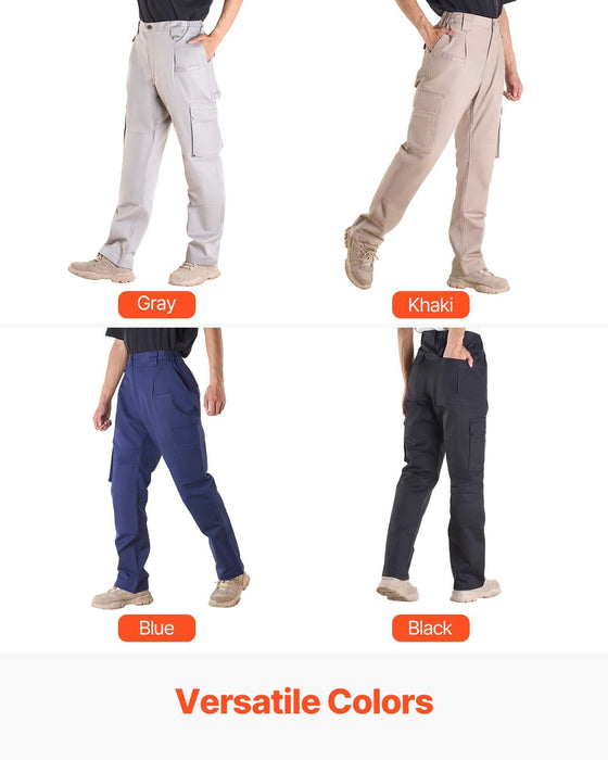 FR Pants for Men, 100% Cotton, Flame-Resistant Cargo Pants with Multi-Pockets and Elastic Waist, Reinforced Tear-proof Stitching, Ideal for Welding Work and Casual Wear, M Size, Gray
