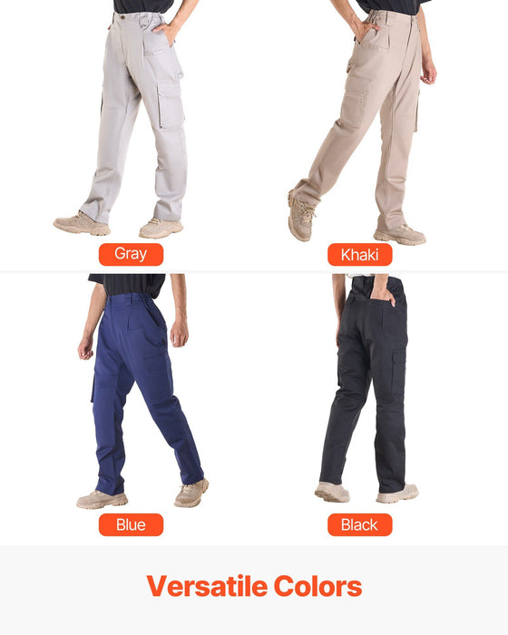 FR Pants for Men, 100% Cotton, Flame-Resistant Cargo Pants with Multi-Pockets and Elastic Waist, Reinforced Tear-proof Stitching, Ideal for Welding Work and Casual Wear, M Size, Dark Blue
