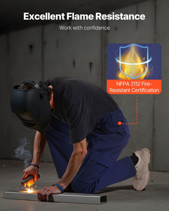 FR Pants for Men, 100% Cotton, Flame-Resistant Cargo Pants with Multi-Pockets and Elastic Waist, Reinforced Tear-proof Stitching, Ideal for Welding Work and Casual Wear, XXL Size, Dark Blue