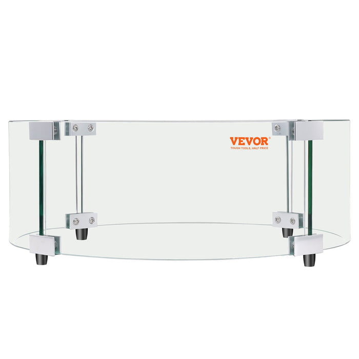 VEVOR Fire Pit Wind Guard, 740 x 214mm Round Glass Flame Shield, 6mm Thick Fire Table Accessory, Clear Tempered Glass Flame Guard for Propane, Gas, Outdoor, Patio, Backyard