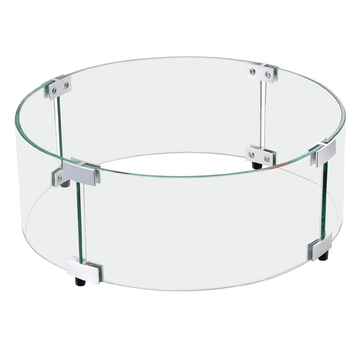 VEVOR Fire Pit Wind Guard, 740 x 214mm Round Glass Flame Shield, 6mm Thick Fire Table Accessory, Clear Tempered Glass Flame Guard for Propane, Gas, Outdoor, Patio, Backyard