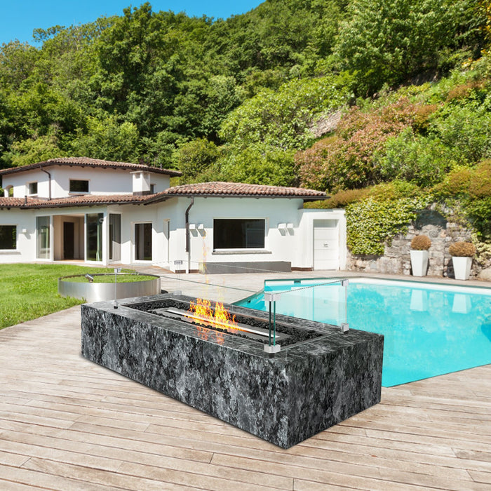 VEVOR Glass Wind Guard for Rectangular Fire Pit Table 798 x 317 x 165 mm, 8mm Thick and Sturdy Tempered Glass Panel with Hard Aluminum Corner Bracket & Rubber Feet, Easy to Assemble