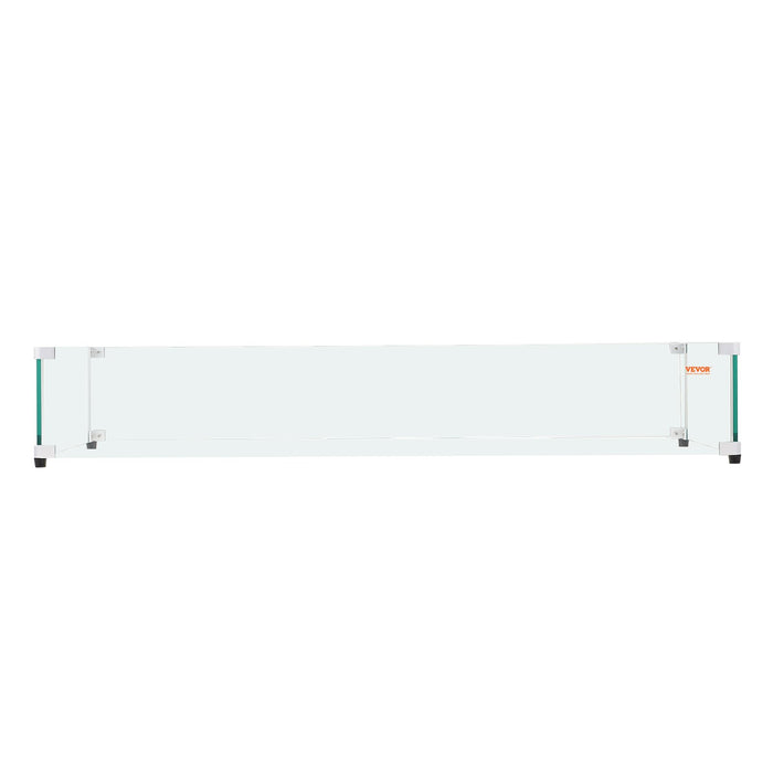 VEVOR Glass Wind Guard for Rectangular Fire Pit Table 798 x 317 x 165 mm, 8mm Thick and Sturdy Tempered Glass Panel with Hard Aluminum Corner Bracket & Rubber Feet, Easy to Assemble