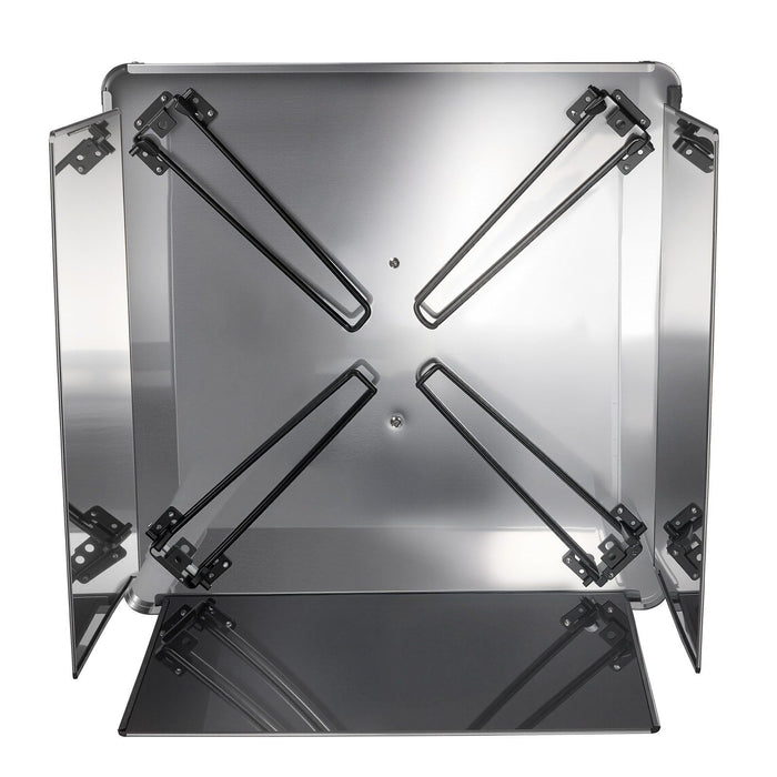Fire Pit Heat Deflector, 645x645x370 mm Square Outdoor Burner Cover, Stainless Steel Bonfire Camping Wood Burning, Push Heat Down and Out with 4 Foldable Legs & Carrying Handle