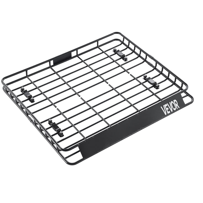 VEVOR Roof Rack Cargo Carrier, 1095 x 1270 x 105 mm, Universal Rooftop Cargo Basket, Car Top Luggage Holder with 68 kg Max Load Capacity, 4.1 in Fence, Anti-Rust Alloy Steel, Wind Fairing, for SUV Car