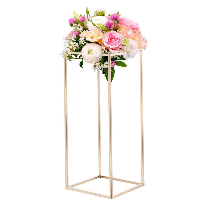 Wedding Flower Stand, 10PCS 60cm Column Flower Stand, Floral Stands with Hidden Screw, Rectangular Cubic Floral Display Rack for Wedding, Party, Birthday, Home, Gold Centerpiece Stands