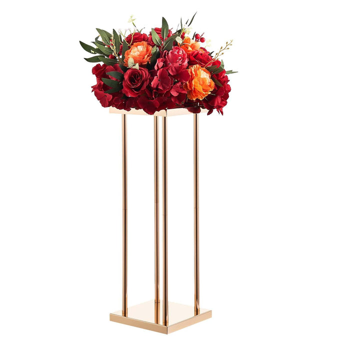 Wedding Flower Stand, 10PCS 60cm Column Flower Stand, Floral Stands with Metal Laminate, Cylindrical Cubic Floral Display Rack for Wedding, Party, Birthday, Home, Gold Centerpiece Stands