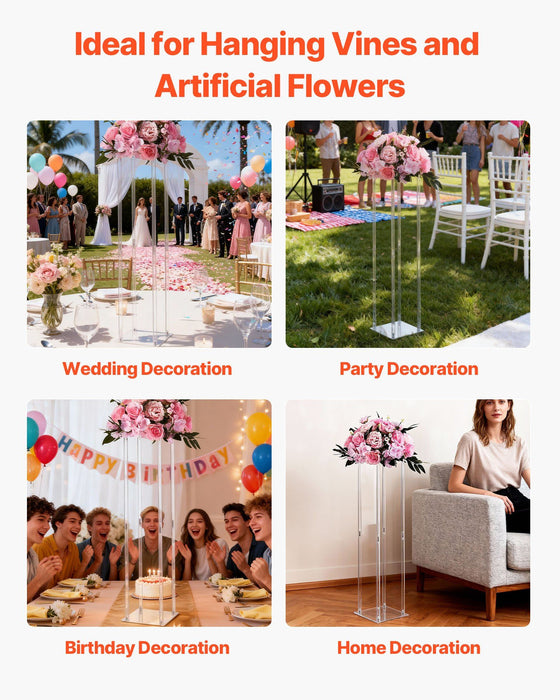 Wedding Flower Stand, 10PCS 80cm Column Flower Stand, Floral Stands with Acrylic Laminate, Cylindrical Cubic Floral Display Rack for Wedding, Party, Birthday, Home, Centerpiece Stands