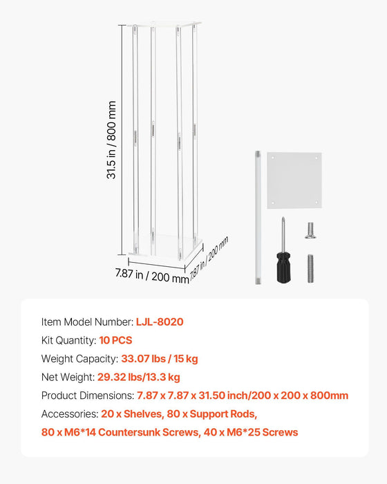 Wedding Flower Stand, 10PCS 80cm Column Flower Stand, Floral Stands with Acrylic Laminate, Cylindrical Cubic Floral Display Rack for Wedding, Party, Birthday, Home, Centerpiece Stands