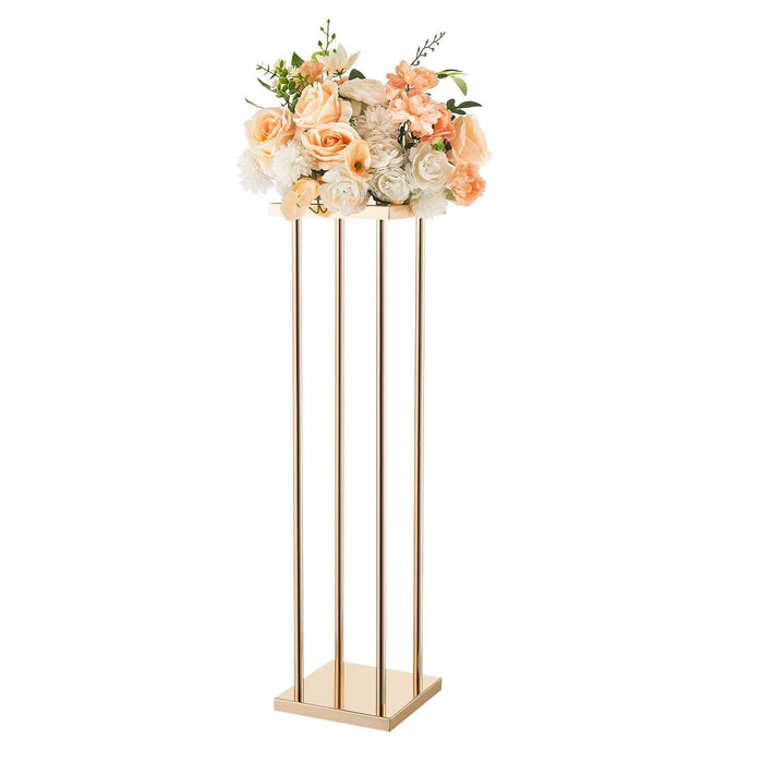 Wedding Flower Stand, 10PCS 80cm Column Flower Stand, Floral Stands with Metal Laminate, Cylindrical Cubic Floral Display Rack for Wedding, Party, Birthday, Home, Gold Centerpiece Stands