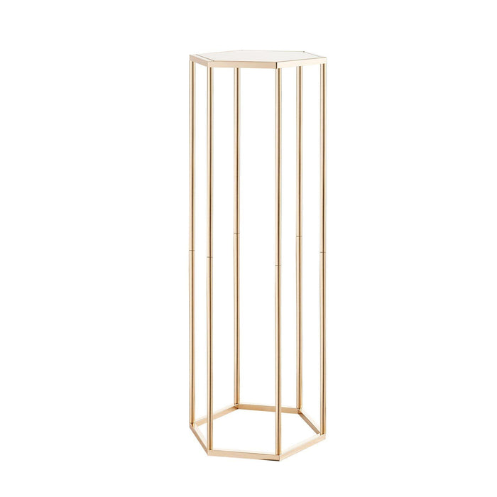 Wedding Flower Stand, 10PCS 80cm Column Flower Stand, Floral Stands with Acrylic Laminate, Hexagonal Cubic Floral Display Rack for Wedding, Party, Birthday, Home, Gold Centerpiece Stands